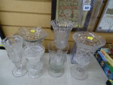 Selection of vintage and other glass vases