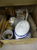 Box of mixed items - Staffs dinnerware, heavy glassware etc