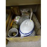 Box of mixed items - Staffs dinnerware, heavy glassware etc