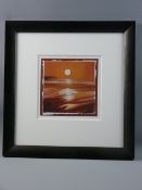 ULLAND limited edition (6/295) coloured print - moonlit sea, signed, 20 x 20 cms