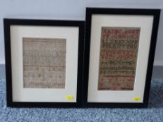 Two antique samplers, one dated 1787 by Pleasance Ward, the other 1886