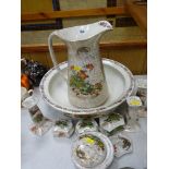 Comprehensive washbasin and jug set and associated items