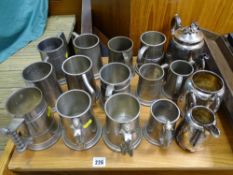 Good parcel of pewter tankards and similar items