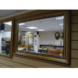 Wood and gilt framed bevelled wall mirror, 82 x 90 cms including frame