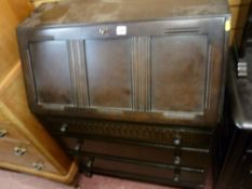 Priory style oak fall front bureau