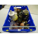 Crate of mixed porcelain, glassware, pottery etc