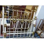 Victorian brass and iron bedstead with connecting rails