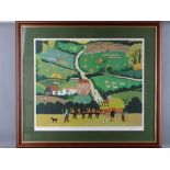 NORAH GOLDEN coloured limited edition (285/500) print - depicting a busy farming scene, signed in
