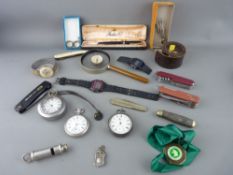 Mixed box of collectables including a Parker 61 boxed, silver pocket watches and fob, other