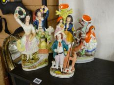 Collection of Staffs pottery portrait figures and spillholders