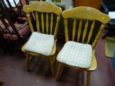 Pair of pine effect farmhouse chairs