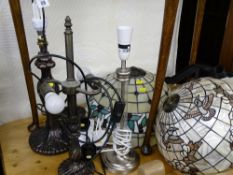 Modern Tiffany style lamp and another smaller etc E/T