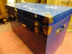Blue vintage steamer trunk