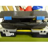 Cased Jewson cordless drill and a compartment organizer with various fixings etc E/T