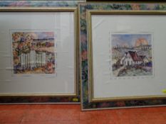 C BARTELS 1986 pair of colourful prints, 20 x 20 cms