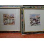 C BARTELS 1986 pair of colourful prints, 20 x 20 cms