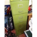 Vintage green four drawer filing cabinet
