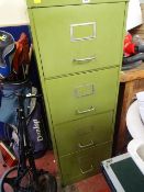 Vintage green four drawer filing cabinet