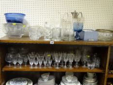 Large parcel of drinking and other glassware including claret jug, tankards, white metal rimmed bowl