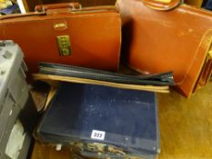 Vintage briefcases, folio and small suitcases