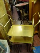 Walnut half moon hall table, set of three reproduction glass topped occasional tables, tripod wine