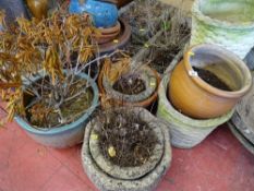 Parcel of mainly circular reconstituted stone planters