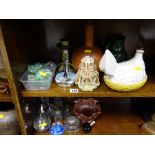 Hen on nest, other porcelain, parcel of glassware etc