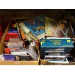 Two boxes of DVDs, CDs, LPs including Neil Diamond etc