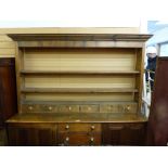 Antique pine dresser base with associated spice drawer open back rack