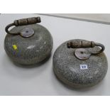 Pair of near identical vintage curling stones