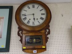 Antique drop dial wall clock with label to the interior 'Jerome & Co, Superior Eight Day Anglo