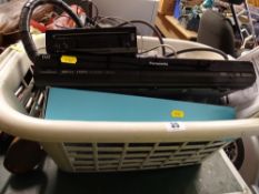 Washing basket containing a Panasonic DVD recorder, electronic Wii game etc E/T