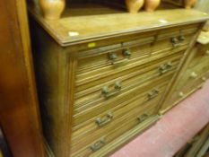 Edwardian oak chest of two short over three long drawers