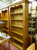 Modern pine tall open bookcase