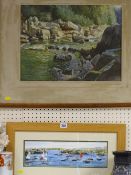 STANLEY R FLINT watercolour - rocky river scene, signed, 35 x 48 cms and JULIE ROBERTS signed