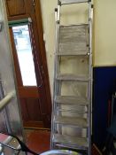 Metal six tread stepladder and an Abru three way domestic combination ladder