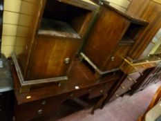 Reproduction mahogany mirrored dressing table and matching bedside cabinets