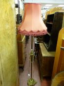 Vintage Empire style brass standard lamp with shade