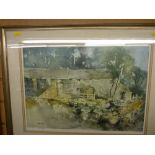 GWILYM JOHN BLOCKLEY limited edition (26/550) print - stone built farmstead, signed in pencil, 36