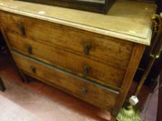 Vintage oak three drawer railback chest