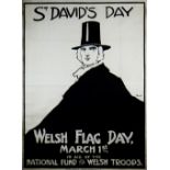 JOHN HASSALL National Fund for Welsh Troops poster - promoting Welsh Flag Day on March 1st (