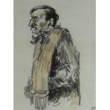 SIR KYFFIN WILLIAMS RA watercolour & pencil - study of a Patagonia gaucho entitled verso 'Chileno,