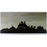 SIR KYFFIN WILLIAMS RA limited edition (64/100) coloured print - hilltop cottages & trees with