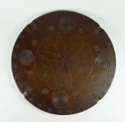 AN INTRIGUING VICTORIAN CARVED SLATE FOLK ART ROUNDEL inscribed with the name Mary Williams, 1887 to