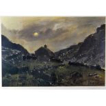 SIR KYFFIN WILLIAMS RA limited edition (17/75) coloured print - upland farmhouse & dry stone walls