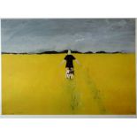 JOHN KNAPP FISHER limited edition (204/500) coloured print - entitled 'Girl in Rape Field', signed