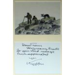 SIR KYFFIN WILLIAMS RA coloured print & greeting (framed as one) - the coloured print of a sheep dog