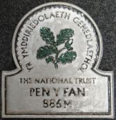 A NATIONAL TRUST PROPERTY ALUMINIUM 'OMEGA' SIGN FOR PEN Y FAN MOUNTAIN being sold on behalf of