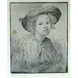 AUGUSTUS JOHN dry-point etching - entitled verso 'Anne With a Lace Shawl', signed fully in pencil,