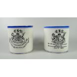 TWO COMMEMORATIVE HERALDIC MUGS FOR THE MARQUESS OF BUTE printed in black to commemorate his